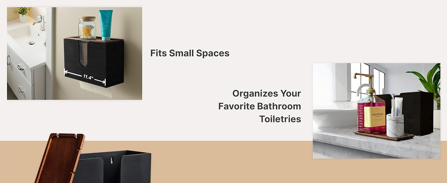 show the dispenser in different settings Fits Small Spaces