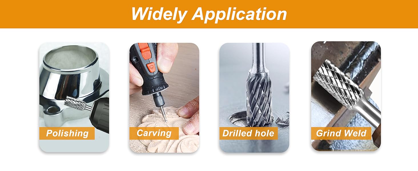 carbide burr carbide burr set 1/4 shank burr set die grinder bits rotary tool bits 