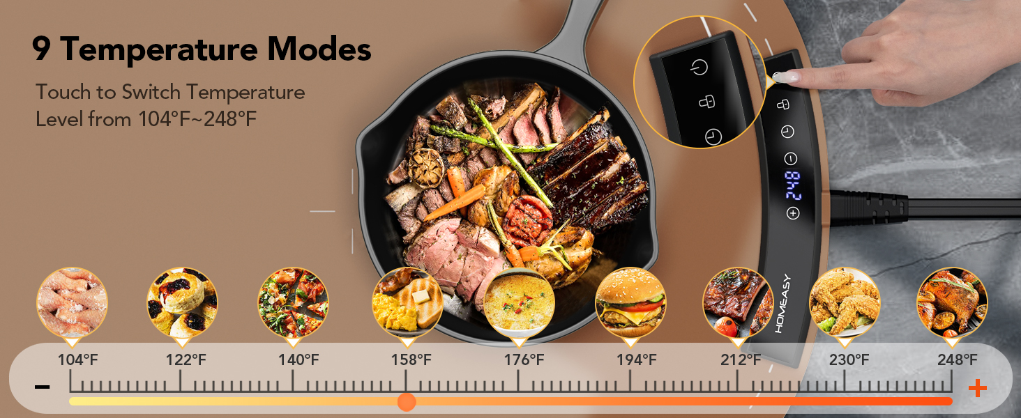 HOMEASY Electric Food Warmer Brown