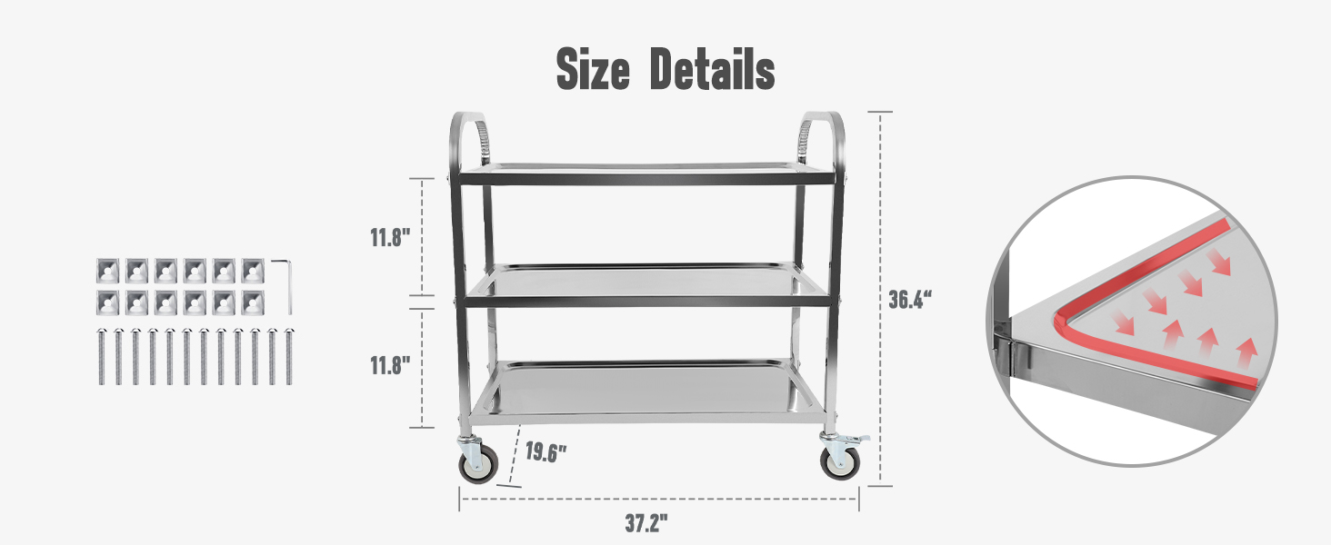 stainless steel rolling cart