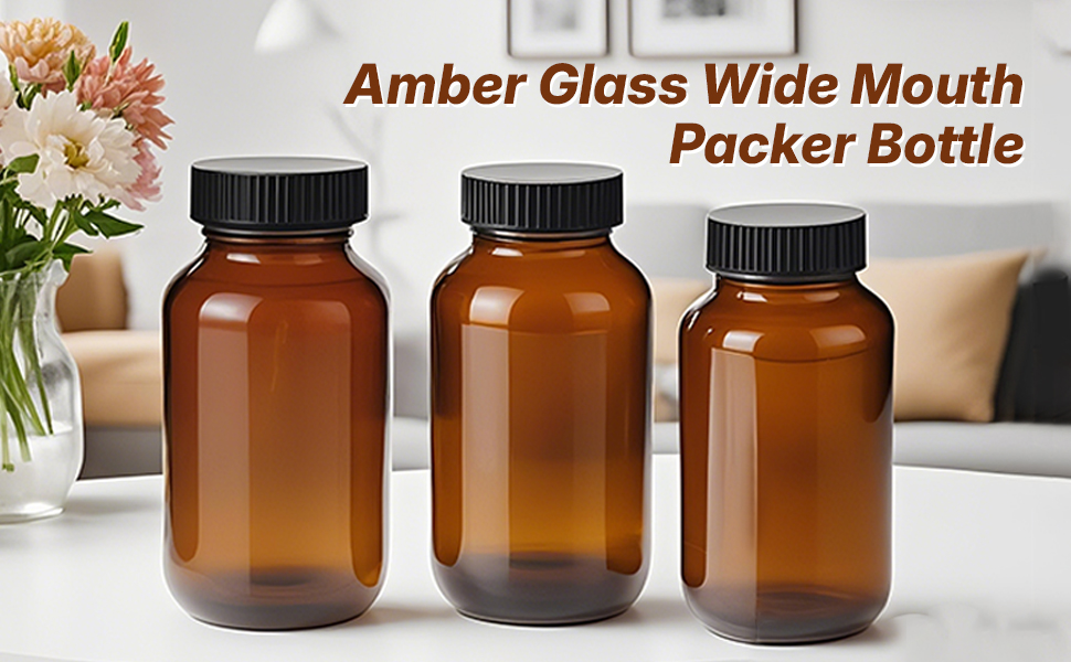 glass wide mouth packer bottle