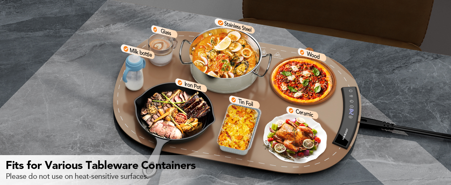 HOMEASY Electric Food Warmer Brown