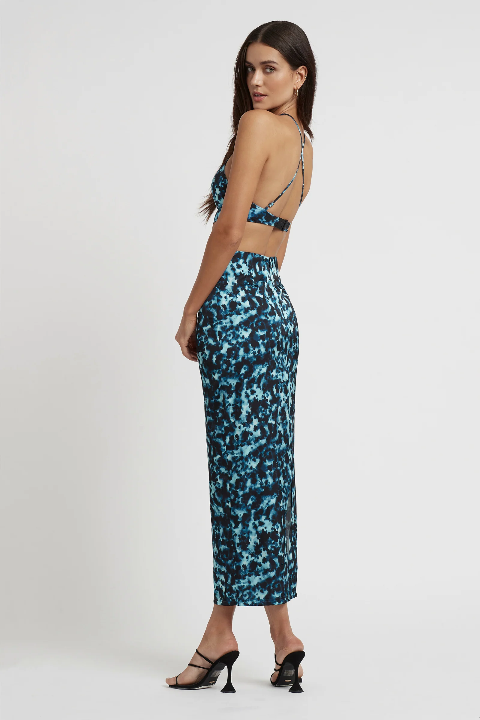 Martinez Dress - Blue Ink Print - Poueer