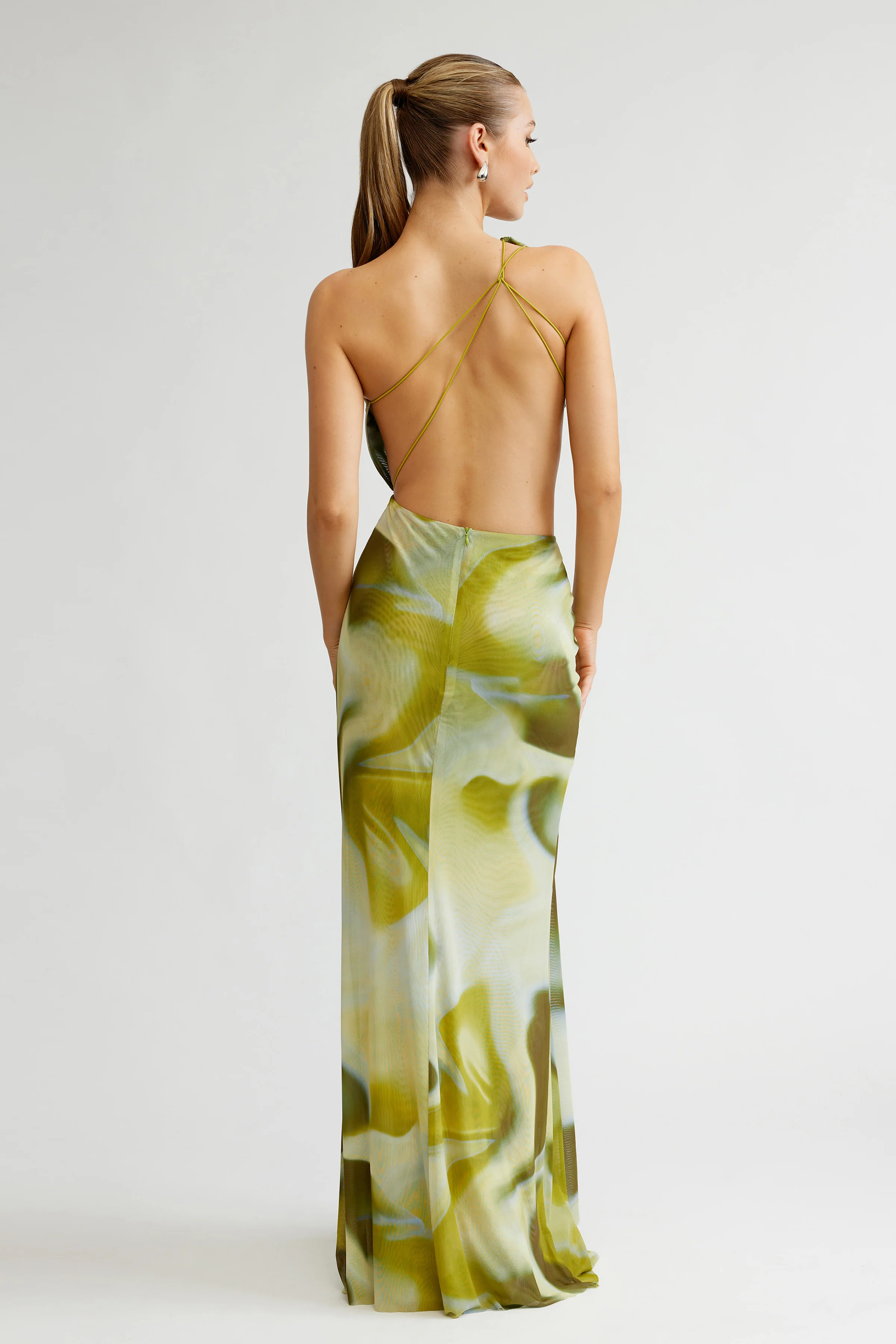 Zaniah Dress - Sage Liquify Print - Poueer