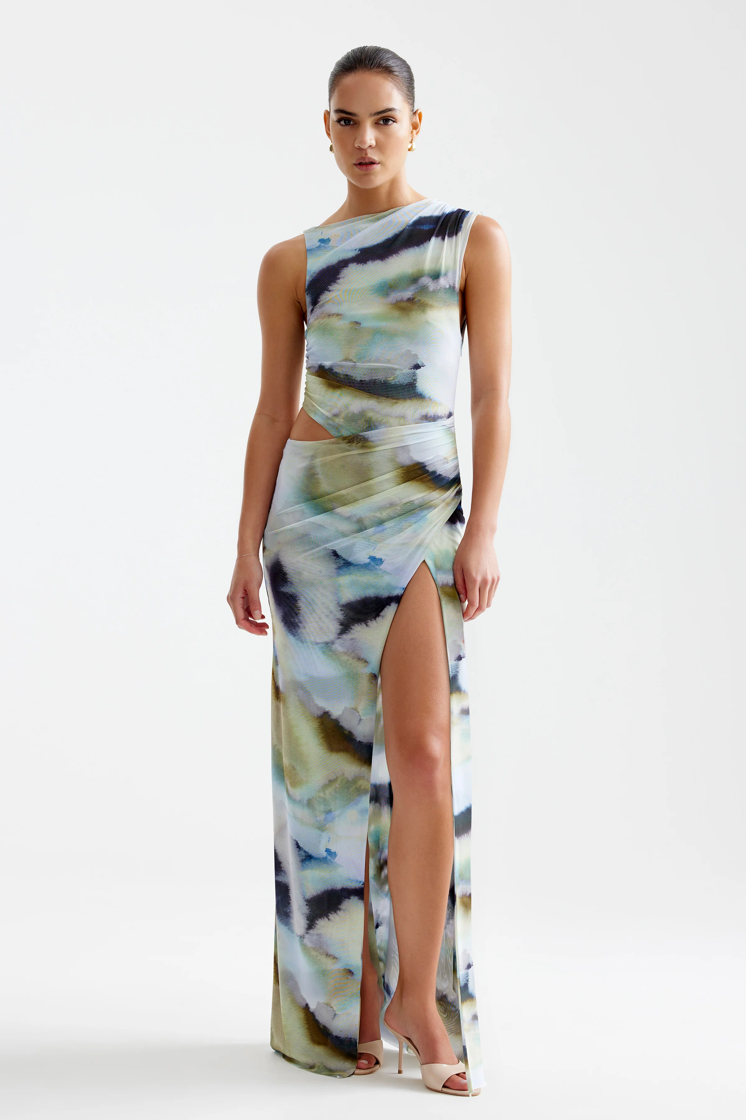 Fiora Dress - Blue Mineral Print - Poueer