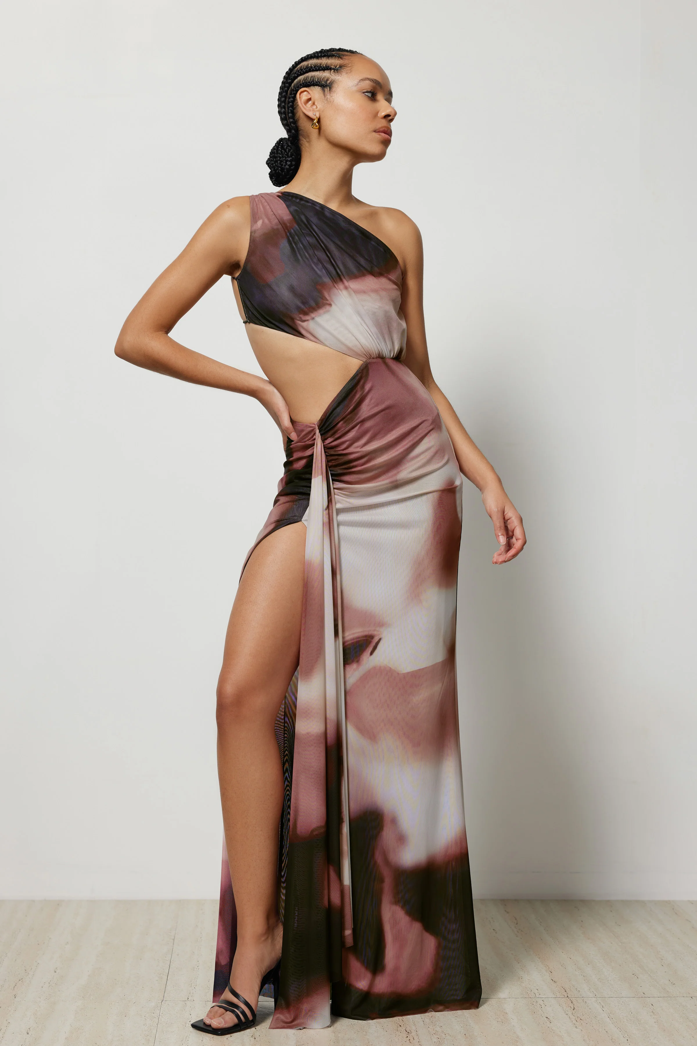 Zaniah Dress - Copper Liquify Print - Poueer