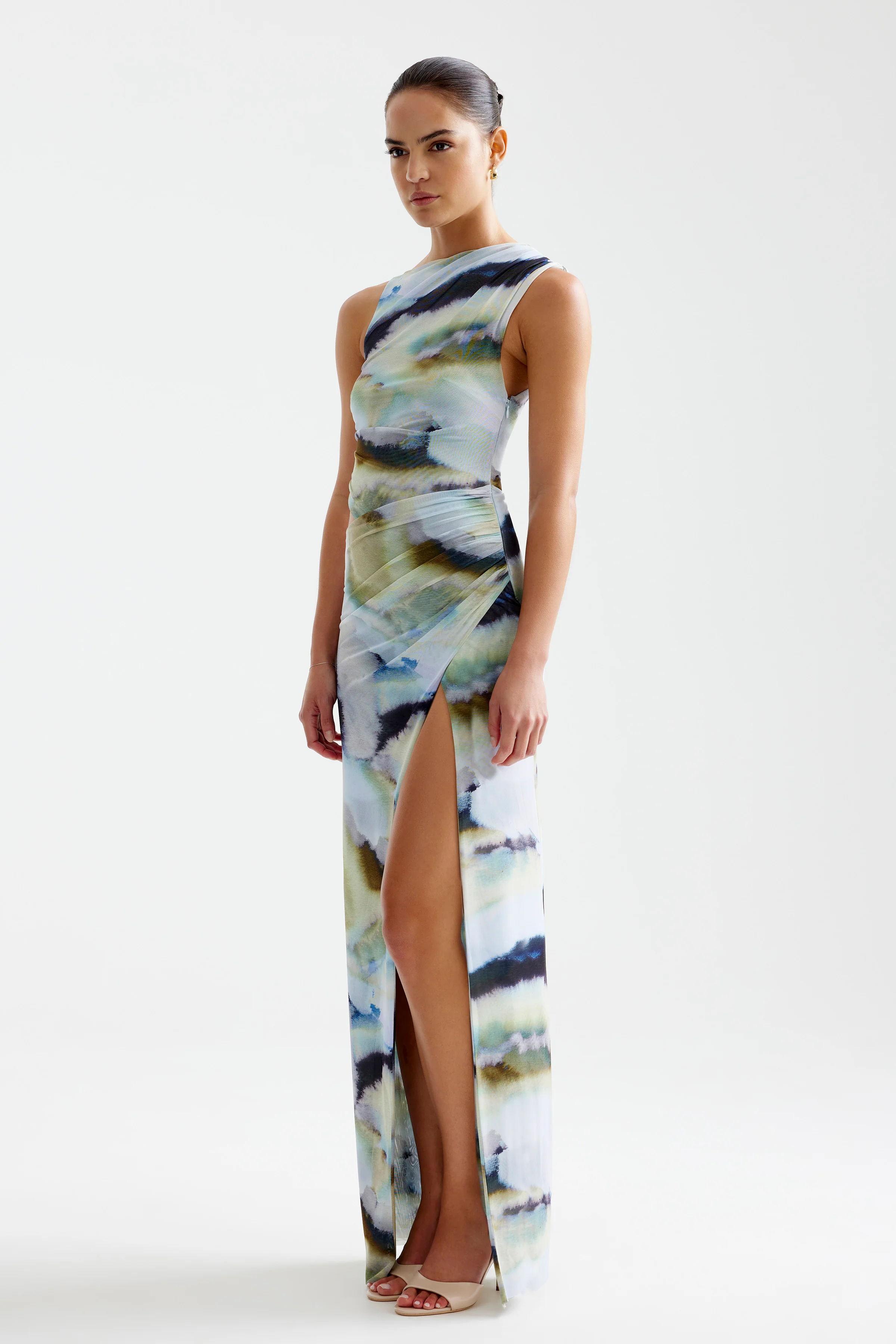Fiora Dress - Blue Mineral Print - Poueer