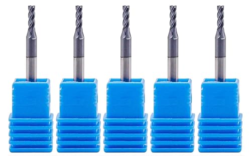BestParts High Performance 5pcs 7/16' Solid Carbide Square End Mills, AlTiN Coated, 4 Flute, 30 Degree Helix, 7/16' Cutting Diameter, 7/16' Shank Diameter, 1' Length of Cut, 2-3/4' Overall Length - Poueer
