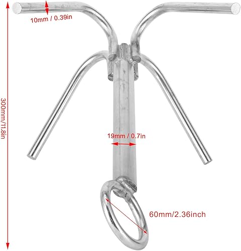 316 Stainless Steel 4-Claw Grappling Hook Anchor AntiRust Boat Hardware for Marine Yacht and Outdoor Adventures - Poueer