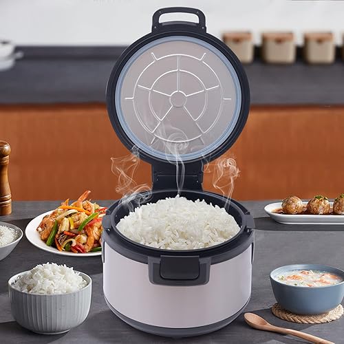 19L 20QT Commercial Rice Warmer, 110V 100W Non-stick Inner Pot Electric Rice Warmer with Warm Function only, Restaurant Stainless Steel Rice Warmer with Dual Temperature Control - Poueer