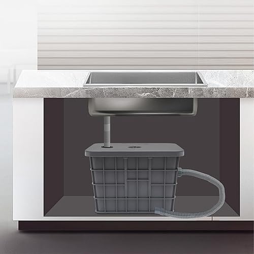 Grease Trap for Kitchen Sink, Under Sink Plastic Grease Interceptor 9 GPM, Grease Trap Interceptor for Restaurant Kitchen Home Under Sink 18'' x 14'' x 12'' - Poueer