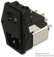 IEC Inlet Filter with Switch; Dual Fuse and Voltage Selector 250VAC; 6A; Flange; US Fuse 6.3x32 - Poueer