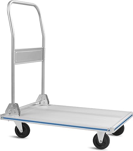 LEADALLWAY Flatbed Cart Aluminum Foldable Platform Cart 440lbs Capacity(29' Lx19 W) - Poueer