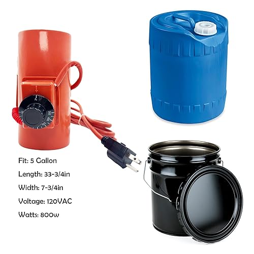 5 Gallon Drum Heater Band for Grease Kegs, Honey Drums & Water Buckets –120V 800W with Twist Temperature Controller (86°F to 302°F) - Poueer