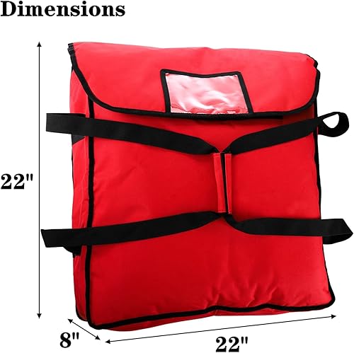 DEAYOU Pizza Bag, Pizza and Food Delivery Bag, Professional Thermal Pizza Warmer Bag, Hot Pizza Carriers for Transport, Moisture Free, Heavy Duty, 22' x 22' x 8', Red - Poueer