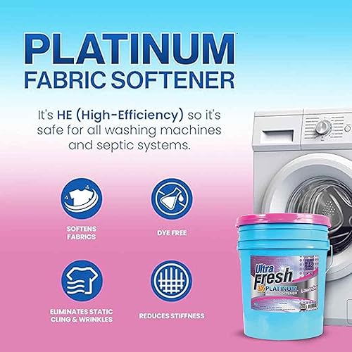 Ultra Fresh Platinum Fabric Softener Up to 640 Loads, Tropical Escape, 5 Gallon - Poueer