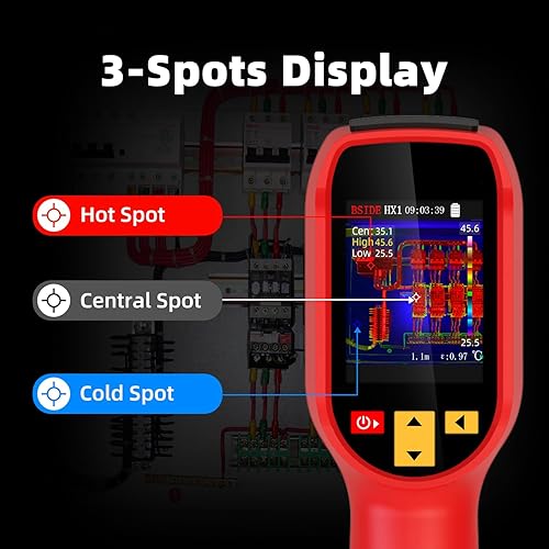 BSIDE Thermal Imaging Camera 240 x 240 Resolution Handheld Infrared Camera, 15 Thermal Palettes with 320 x 240 Full-Viewing TFT LCD for Home Inspection HVAC Electrical, 25Hz Refresh Rate, -4℉~1022℉ - Poueer
