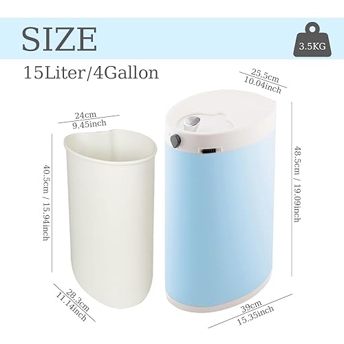 12 Gallon Trash Can, Stainless Steel Trash Can with Fingerprint-Resistant, Removal Inner Buck &Soft Close Plastic Lid, Step Garbage Can for Kitchen and Office, 45 Liter Capacity - Poueer