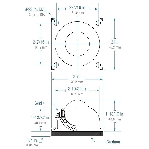 BT-1-1/2 Flange Mounted Nylon Ball Transfer with Neoprene Cushion, Carbon Steel, 1-1/2' Diameter, 250 lbs Load Capacity (Case of 4) - Poueer