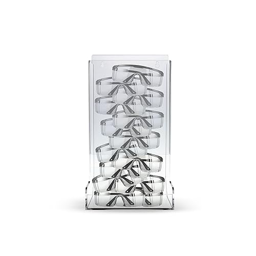 AHS Storage Dispenser [Pack of 1] | Acrylic Glove Dispenser with Freestanding Mount | Heavy Duty, Clear Storage Holder for Glasses, Masks, Gloves, Shoe Covers, Hair Nets, Tide Pods, and Trash Bags - Poueer