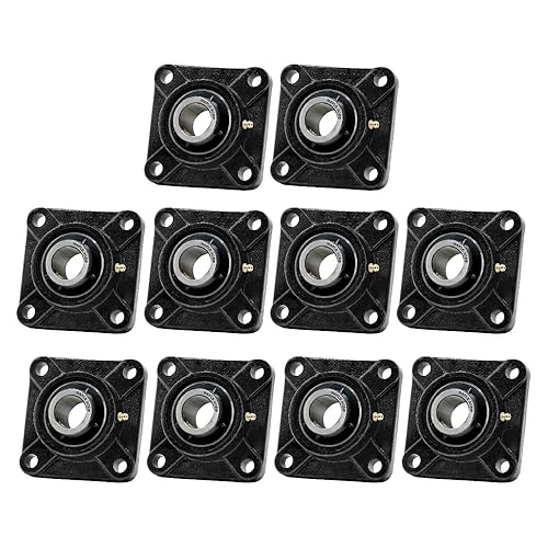 MAPLE ACE UCF207-22 Square Flange Bearing 1-3/8' Bore, 4-Bolt Self-Aligning, Solid Base, Heavy Duty (Qty 2) - Poueer