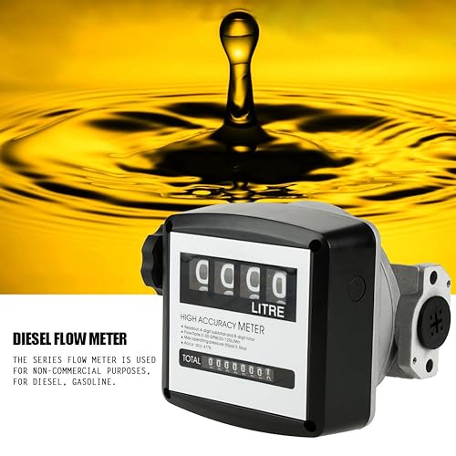 Mechanical Meter, 4 Digital Fuel Meter 1 Inch High Accuracy Gas Oil Flowmeter Counter Gauge with LCD Digital Display for Measuring, Kerosene, Gasoline - Poueer