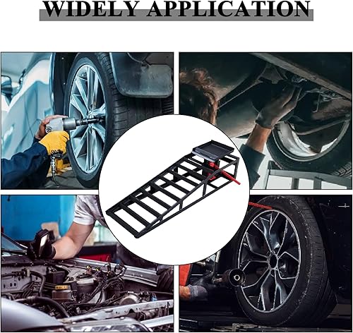 2 Pack Hydraulic Car Ramps 5T 11000lbs Low Profile Car Lift Service Ramps Truck Trailer Garage,Height Hydraulic Vehicle Ramps, Lift Height 9.8-15 Inches -Black - Poueer