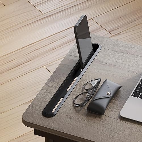 Over The Bed Table with Wheels Rolling Cart Tilting Sofa Laptop Stands Hospital Tray Medical OverbedTables-Black - Poueer