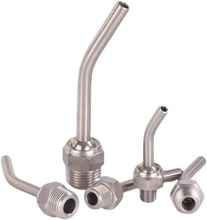 10pcs 1/8',1/4',3/8',1/2' M5;M6;M8;M10 Coolant Pipe Adjustable 304 Stainless Steel Screw-in Coolant Nozzle High-Pressure Water Oil Cooling Tube for Lathe,Milling,CNC Machine M10*1.0_Tube Length 40mm - Poueer