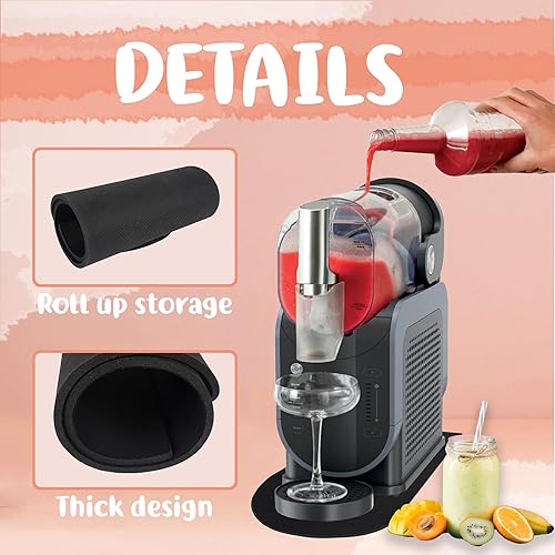 Slushie Machine Dust Cover and Sliding Mat BUNDLE Compatible with Ninja Sluchie Machine, Black - Poueer