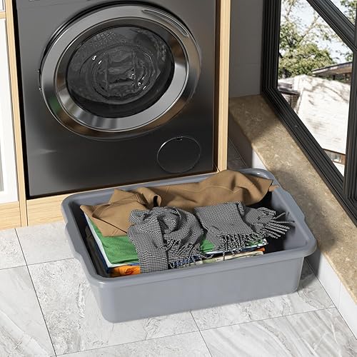 6-Pack 24 L Commercial Bus Tub, Plastic Bus Box, Gray - Poueer