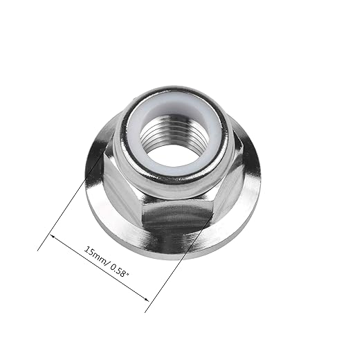 Titanium M6 M8 M10 M12 M14 Nuts Flange Nylon Lock Nut Pack of 6 (M12 Pitch 1.25mm) - Poueer