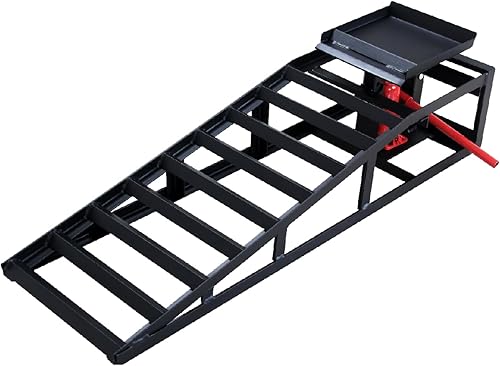 2 Pack Hydraulic Car Ramps 5T 11000lbs Low Profile Car Lift Service Ramps Truck Trailer Garage,Height Hydraulic Vehicle Ramps, Lift Height 9.8-15 Inches -Black - Poueer