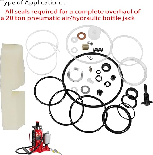 20 Ton 5302-Mrk Air/Hydraulic Bottle Seal Replacement Kit (35-Pack), Suitable for Major Repairs and Replacement Kits for 20-Ton Pneumatic Air/Hydraulic Bottle Jacks - Poueer
