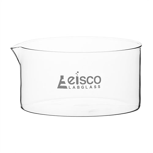 EISCO Crystallizing Dish, 2000ml - Flat Bottom, with Spout - Borosilicate 3.3 Glass - Laboratory, Kitchen, Crafts Labs - Poueer