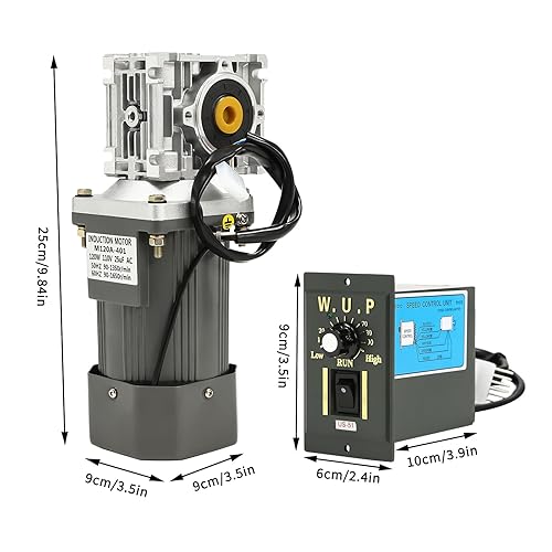 AC 110V 120W Worm Gear Reducer Motor, Gearbox Electric High Torque Industrial Worm Gear Motor, 30K Rotational Speed Gear Reduction Motor with Speed Governor, No-Load Speed 60RPM, 20NM - Poueer