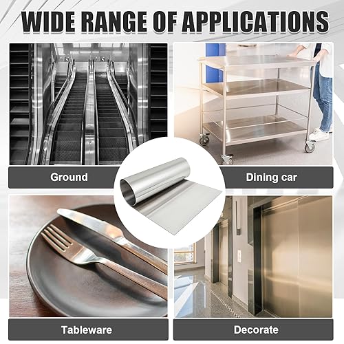 430 Stainless Steel Sheet Metal 48 x 96 Inches 24ga Metal Plates Panel #4 Brushed Finish Magnetic Mount Board Wall Food Truck Restaurant Crafting Kitchen Floor Trailer Garage Gym (1 Pack) - Poueer