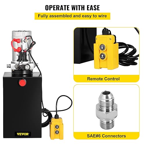 Mophorn Single Acting Hydraulic Pump 12V DC Hydraulic Power Unit 3.75 Gallon Dump Trailer Pump Steel Hydraulic Power Unit (Steel, 15 Quart/Single Acting) - Poueer