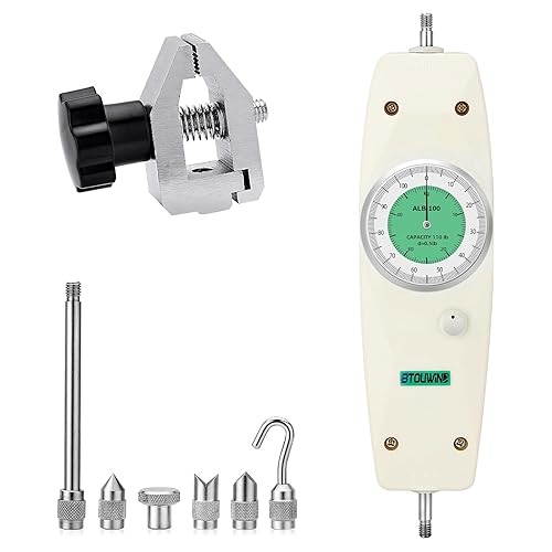 20LB Pointer Push Pull Force Gauge，Two Units Display，Comes with Tensile Tester Clamp ， Used for Teaching 、 Lab Peak Load Testing and Continuous ERACK Value Testing (Maximum 22LB) - Poueer