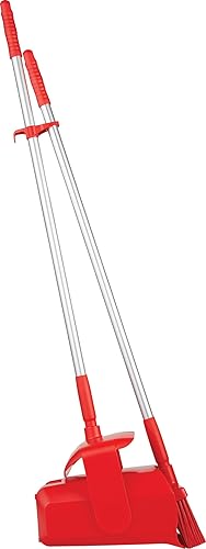 Remco - A Vikan Company 62504 Lobby Dustpan with Broom, Polypropylene/Polyester/Aluminum, 7' X 14' Bin, 37' Handle, Red - Poueer