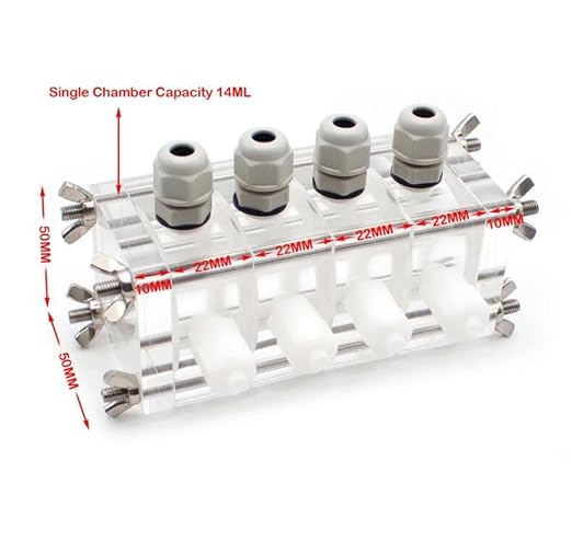 56ML Hydrogen Fuel Cell Reaction Chamber, Microbial Fuel Electrolyzer Quick Connect Reactor Clampable Proton Membrane MFC 4x14ML - Poueer