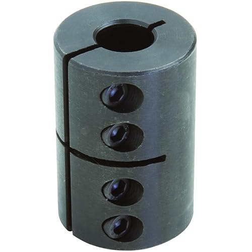 Climax Part CC-100-050 Mild Steel, Black Oxide Plating Clamping Coupling, 1 inch X 1/2 inch bore, 2 inch OD, 3 inch Length, 1/4-28 x 5/8 Set Screw - Poueer