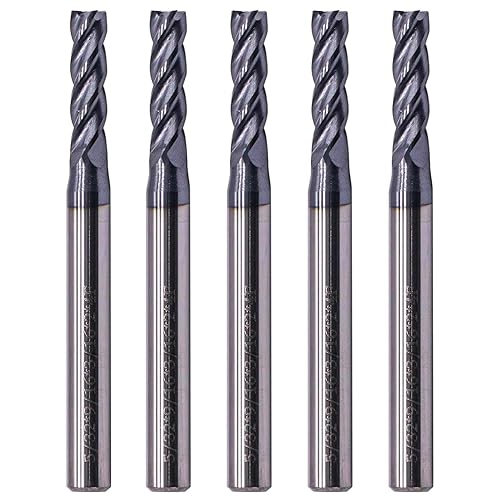 BestParts High Performance 5pcs 7/16' Solid Carbide Square End Mills, AlTiN Coated, 4 Flute, 30 Degree Helix, 7/16' Cutting Diameter, 7/16' Shank Diameter, 1' Length of Cut, 2-3/4' Overall Length - Poueer