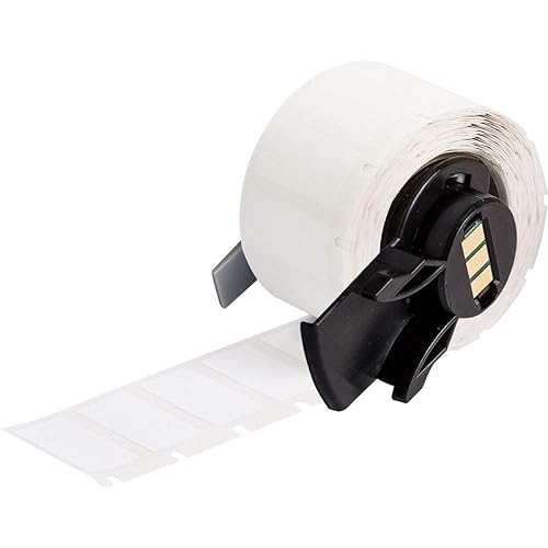Brady PTL-15-498 TLS 2200 and TLS PC Link 1' Width x 0.275' Height, B-498 Repositionable Vinyl Cloth, Semi-Gloss Finish White Label (750 per Roll) - Poueer