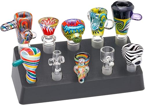 Slide Display Stand - Holds 10 Slides, Bowls - 14mm 18mm 10mm (Half 14mm Half 18mm) - Poueer