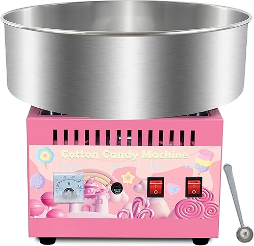 Cotton Candy Machine Commercial, 1000W Cotton Candy Maker Machine, Candy Floss Maker with Stainless Steel Bowl, Sugar Scoop，double switch easy and safe to use for Kids, Home, Party, Birthday, Festival - Poueer