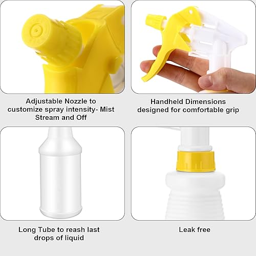 Gerrii 12 Pcs Plastic Spray Bottles with Adjustable Nozzle and Label for Cleaning 24 oz Anti Leak HDPE Spraying Bottles Empty Water Squirt Bottle (Red) - Poueer