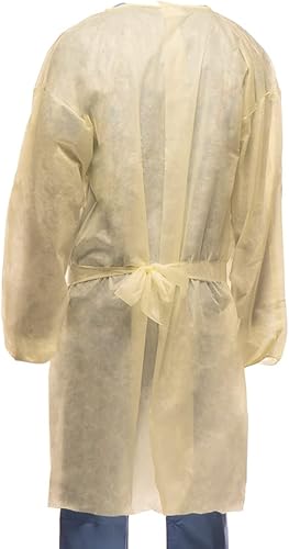 TRONEX 50 Pack AAMI Level 2 Fluid-Resistant Yellow Medical Disposable Isolation Gowns Unisex PPE - Poueer