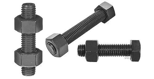 4 Inch Black Oxide Stud and Hex Nut, B7 Grade, 5/8'-11, All Thread, Sterling Seal & Supply (Pack of 8) - Poueer