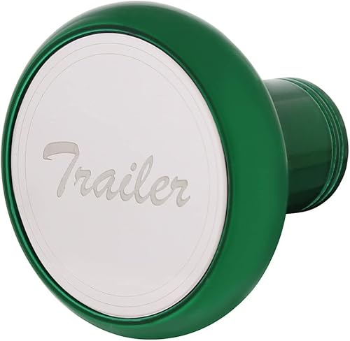 United Pacific 22970 Air Brake Valve Control Knob, Trailer, Deluxe, Aluminum, Screw-On, with Stainless Plaque, Emerald Green - Poueer